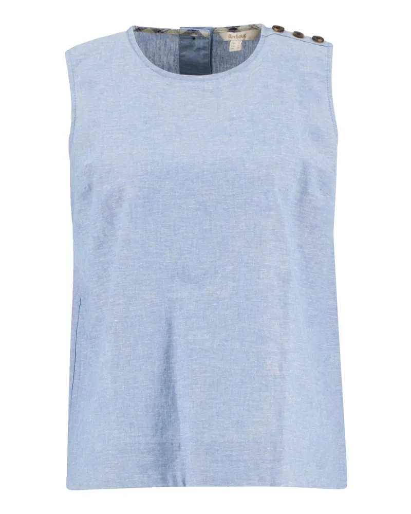 Barbour Leichtes und ärmelloses Sommer-Top mit Zierknopfleiste in Hellblau