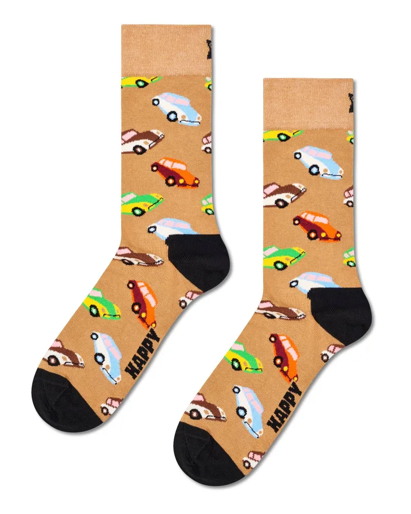 Happy Socks Socken mit  Auto-Motiven in Beige