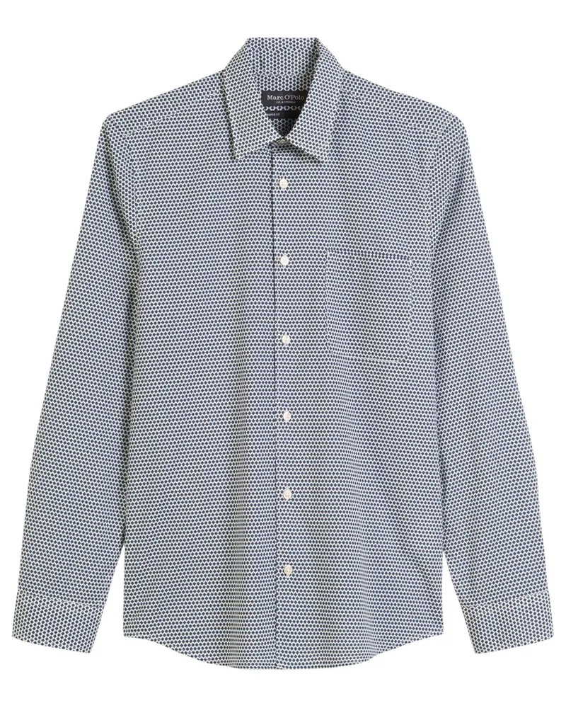Marc O'Polo Gemustertes Hemd aus Bio-Baumwolle, Shaped Fit in Marine