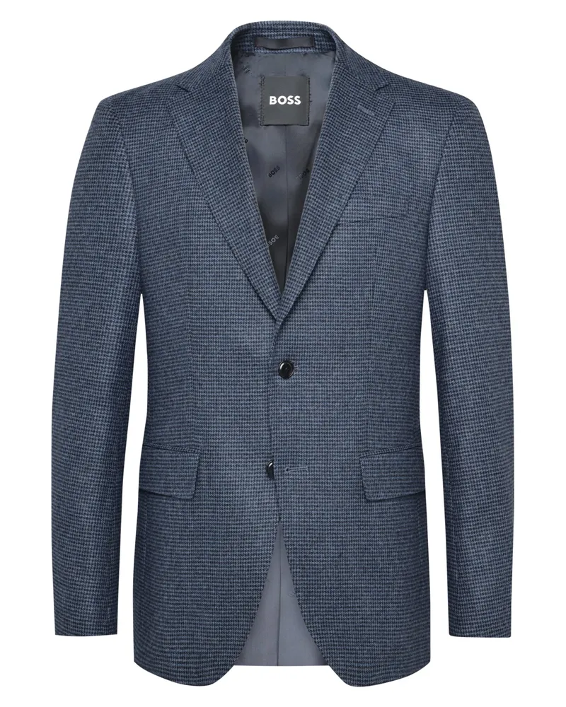 HUGO BOSS Sakko aus einem soften Woll-Mix mit Pepita-Muster, Slim in Marine
