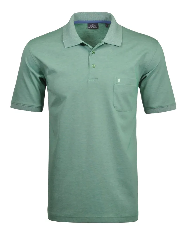 Ragman Unifarbenes Poloshirt aus einem Baumwoll-Mix mit Brusttasche in Mint