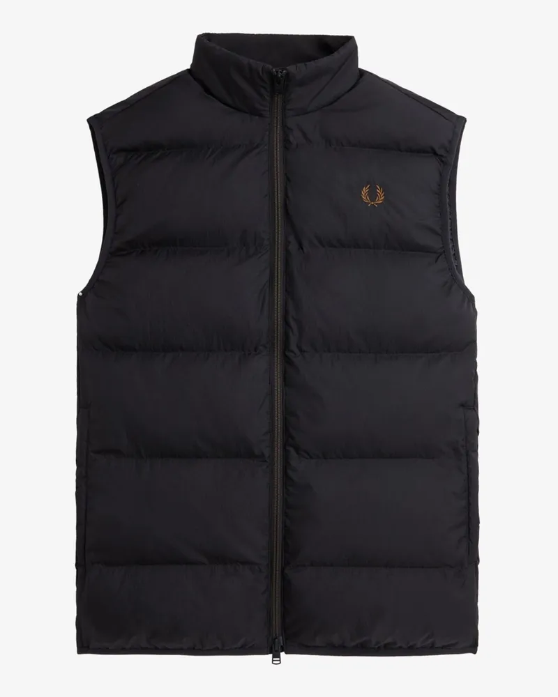 Fred Perry Steppweste mit Logo-Stickerei in Schwarz