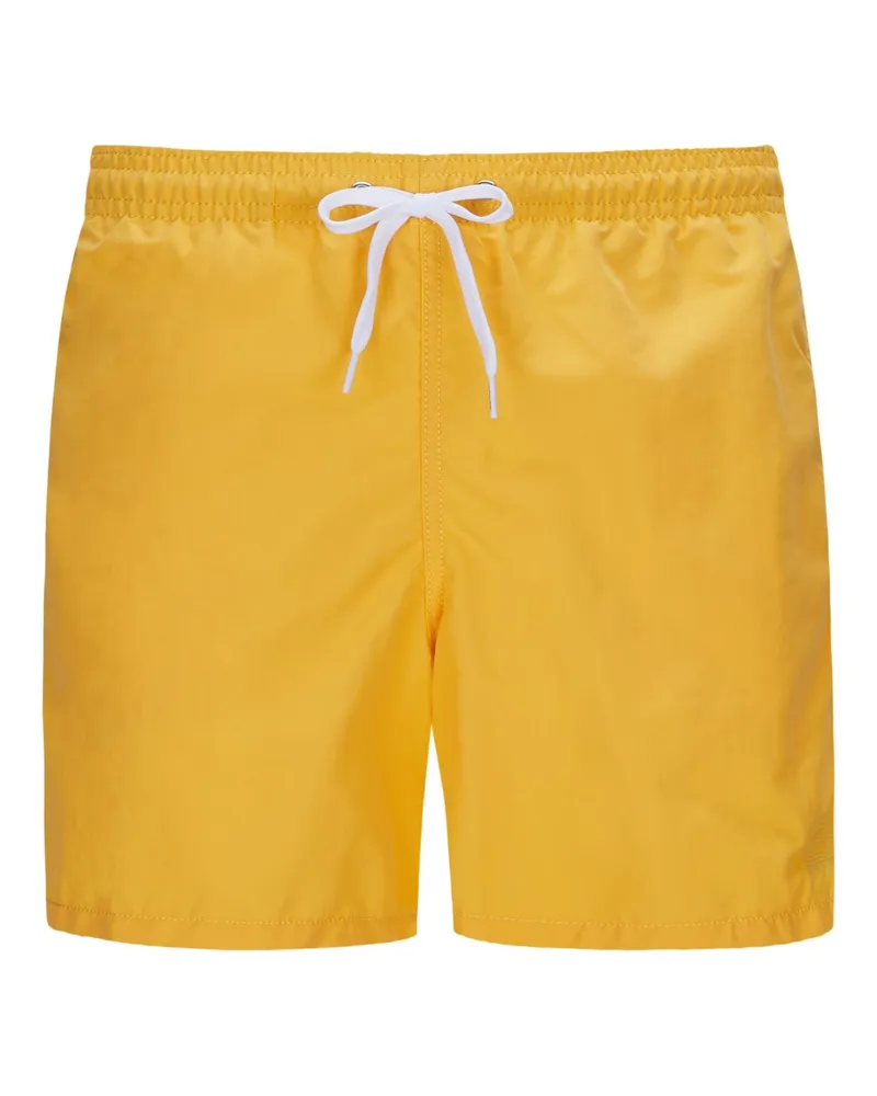 Sundek Unifarbene Badeshorts mit Dehnbund und Kordelzug Gelb