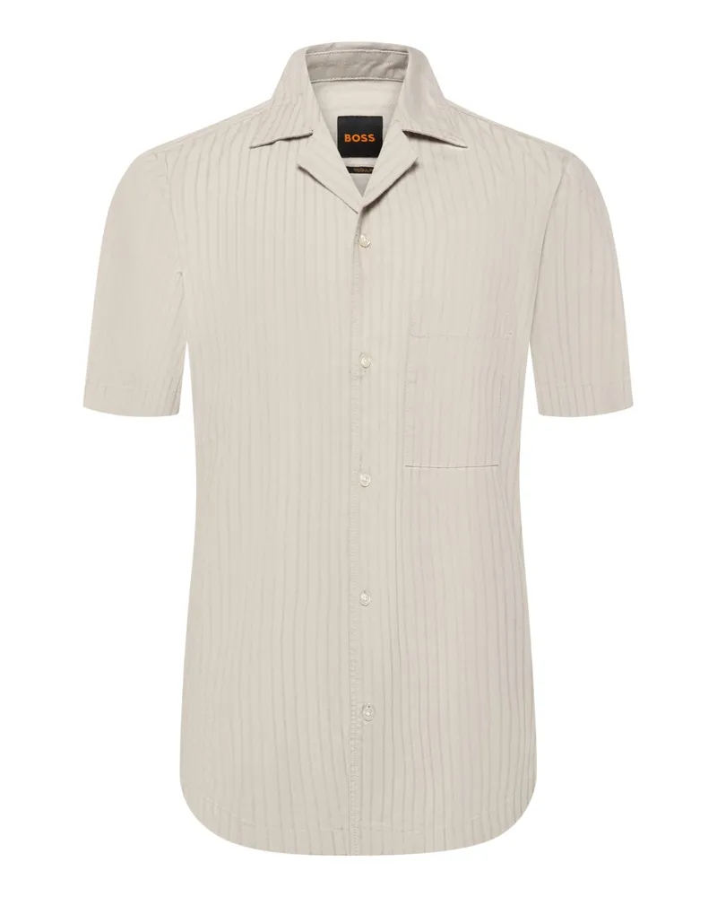 HUGO BOSS Kurzarmhemd aus Baumwolle in Beige