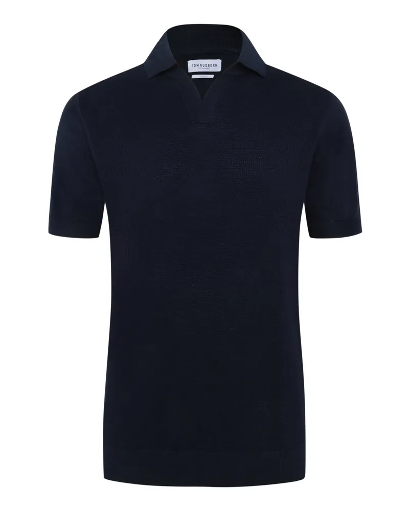 Tom Rusborg Leichtes Poloshirt aus Baumwolle mit Variokragen in Marine