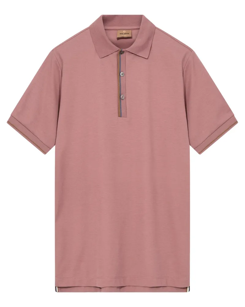 Mos Mosh Poloshirt mit Kontraststreifen an der Knopfleiste in Rot