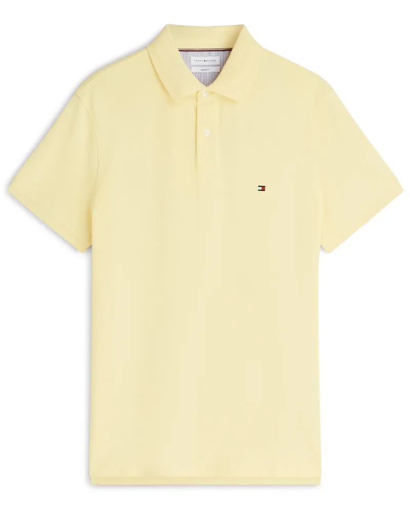 Tommy Hilfiger Unifarbenes Poloshirt 1985 und kleiner Flag-Stickerei, Regular Fit in Gelb