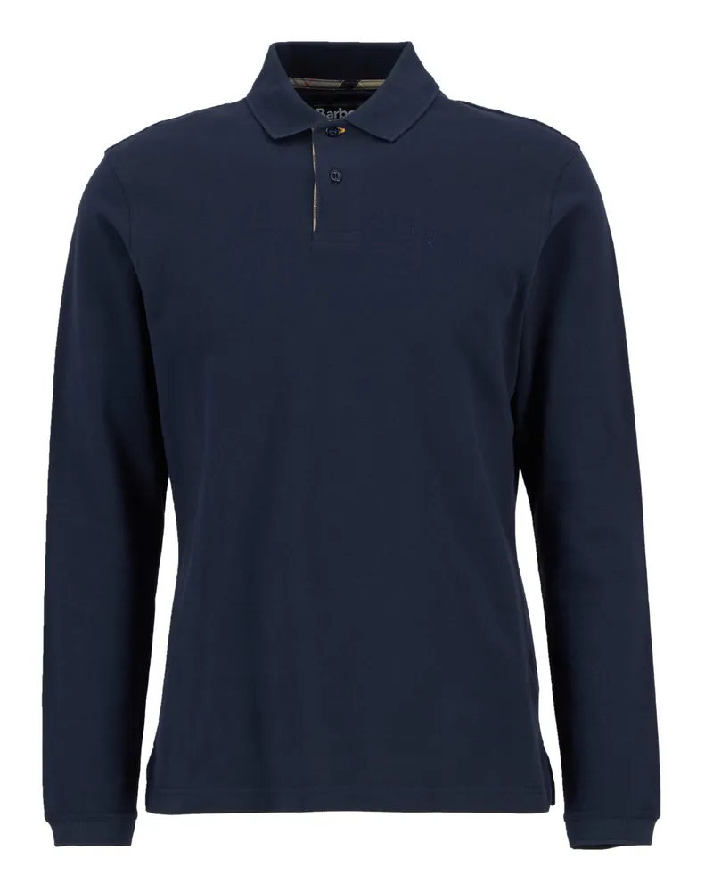 Barbour Langarm-Poloshirt in Piqué-Qualität mit Label-Stickerei in Marine
