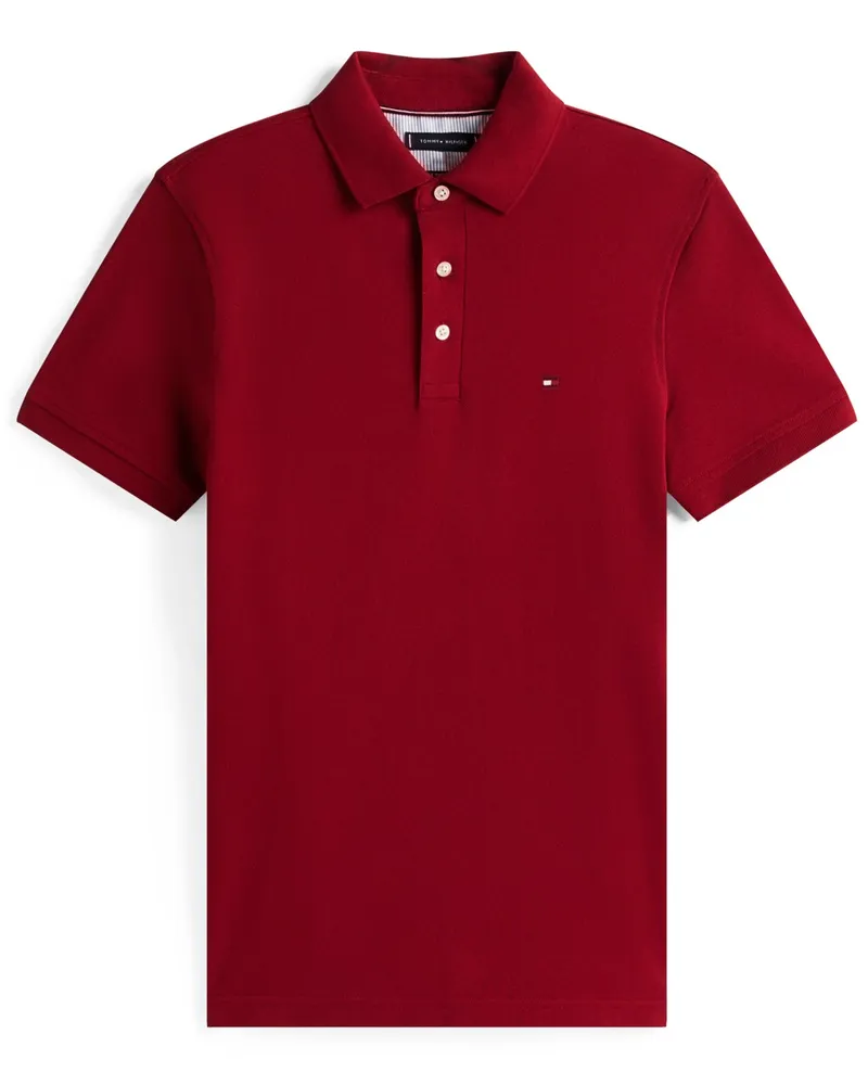 Tommy Hilfiger Piqué-Poloshirt Slim Fit 1985 mit Logo-Stickerei in Rot