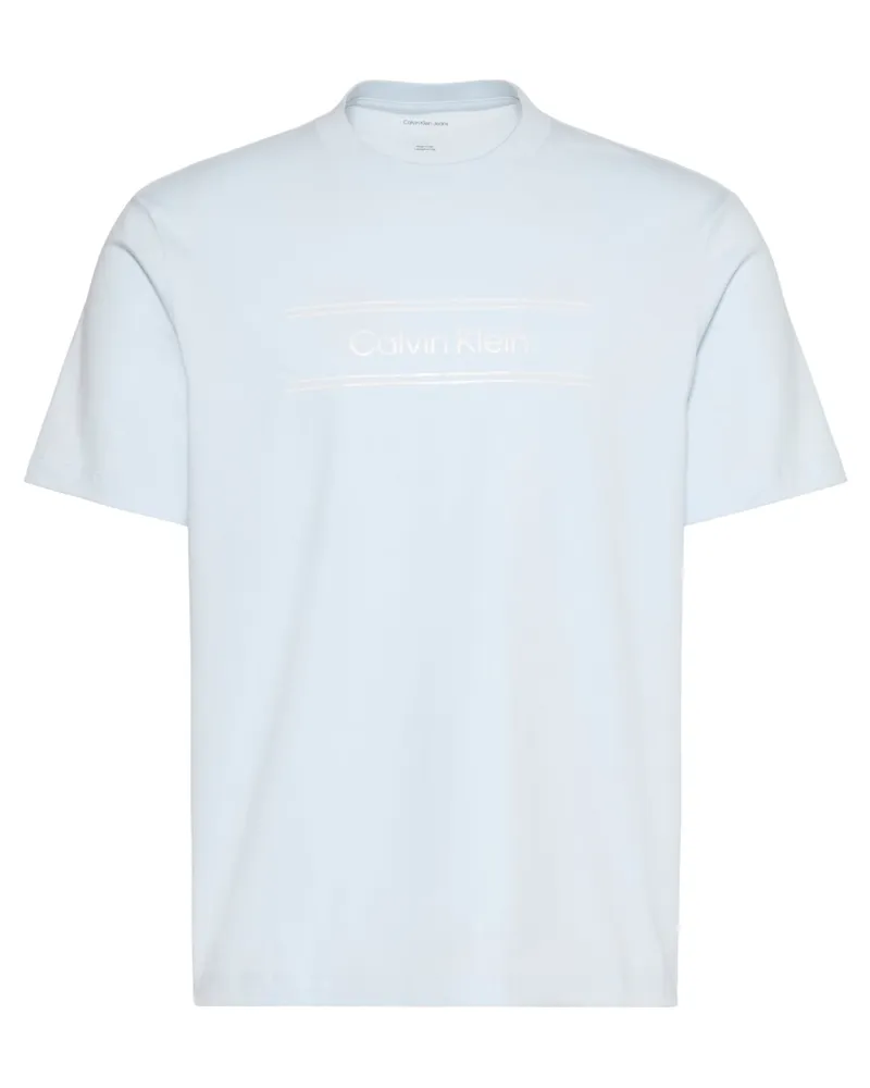 Calvin Klein T-Shirt aus Baumwolle mit Label-Print, Regular Fit in Hellblau