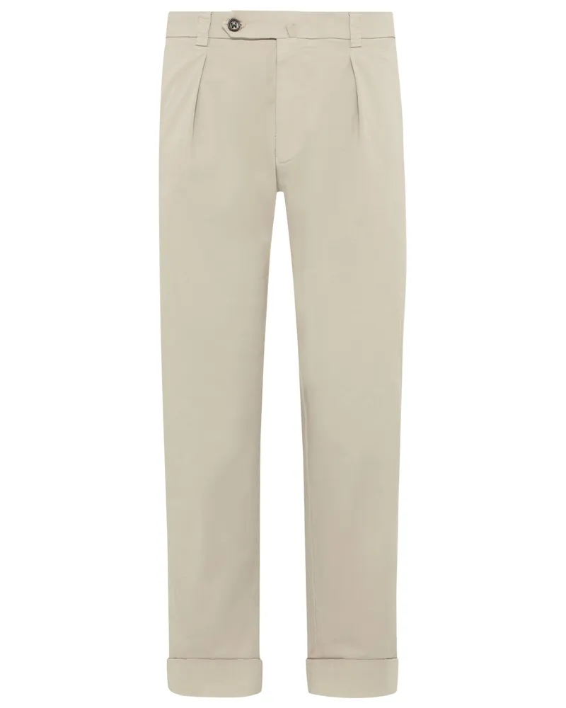 Berwich Chino Chiaia aus Baumwollstretch mit Bundfalte in Beige