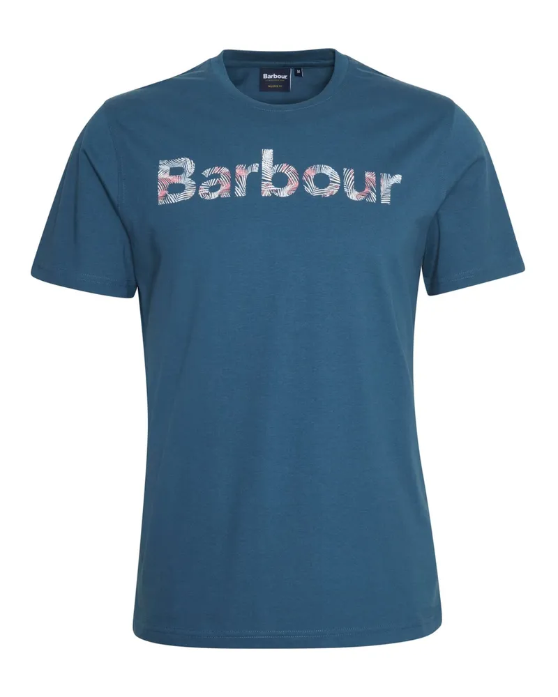 Barbour T-Shirt mit gemustertem Label-Print, Tailored Fit in Marine
