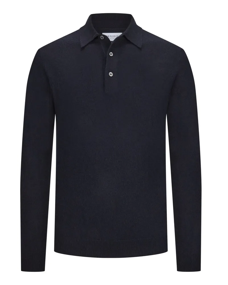 Tom Rusborg Softes Langarm-Poloshirt aus Kaschmir in Marine