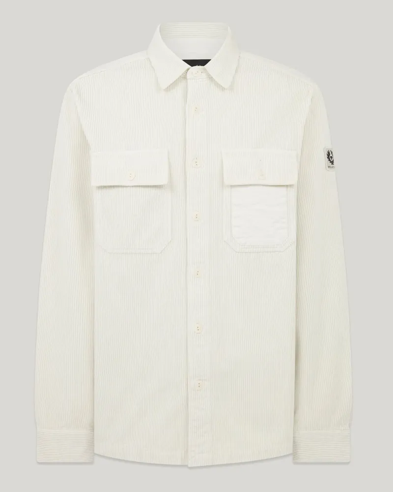 Belstaff Overshirt in Cord-Qualität mit Logo-Aufnäher in Offwhite