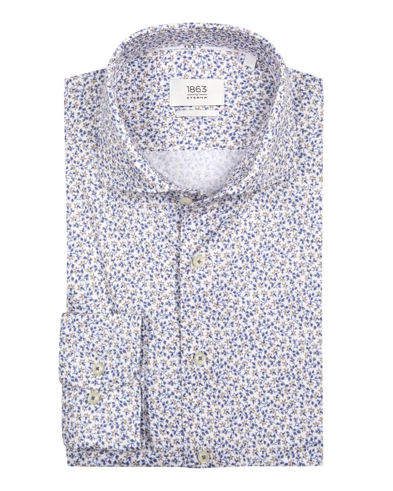 Eterna Softes Hemd mit Blumenmuster, Slim Fit in Beige
