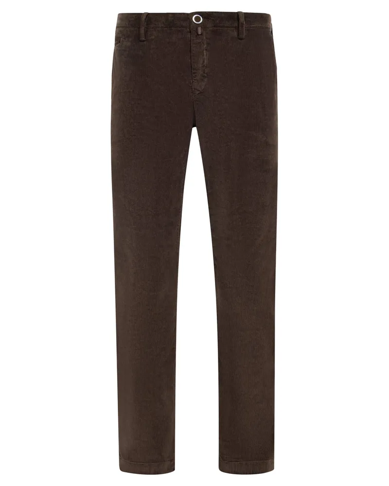 Jacob Cohën Cordhose mit Stretchanteil und Logo-Patch, Slim Fit in Braun