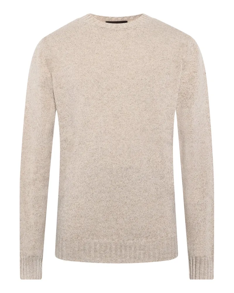 Filippo de Laurentiis Softer Pullover aus einem Merino-Kaschmir-Mix mit O-Neck in Beige