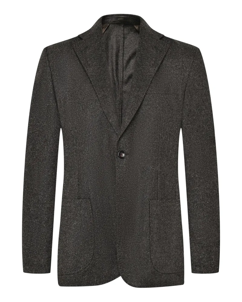 windsor. Einreihiges Sakkos Giro aus einem Wollmix mit Seide, Shaped Fit in Dunkelbraun