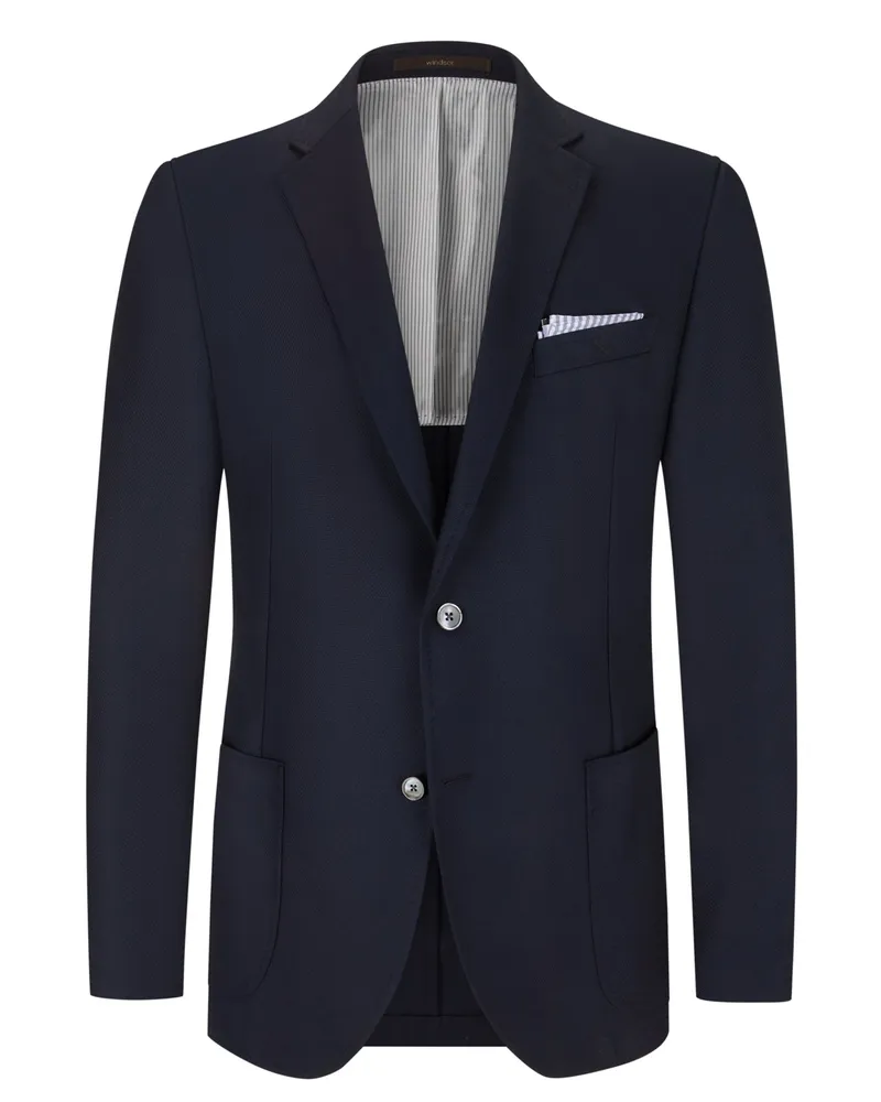 windsor. Sakko in Super 120 Schurwolle, Shaped Fit in Blau