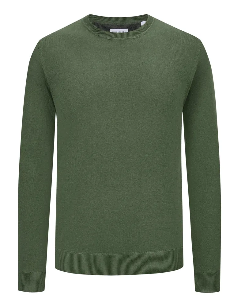 Tom Rusborg Leichter Rundhalspullover aus einem Baumwolle-Seide-Mix in Oliv