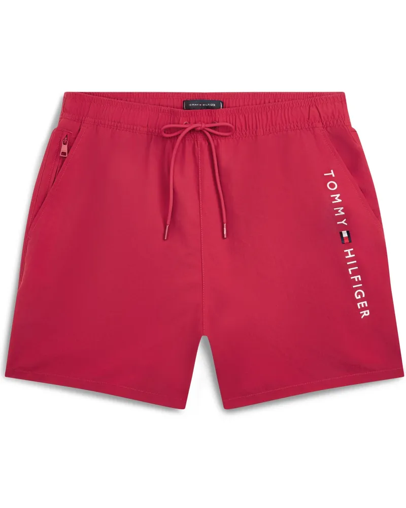 Tommy Hilfiger Badehose mit gesticktem Label-Schriftzug, Regular Fit in Rot