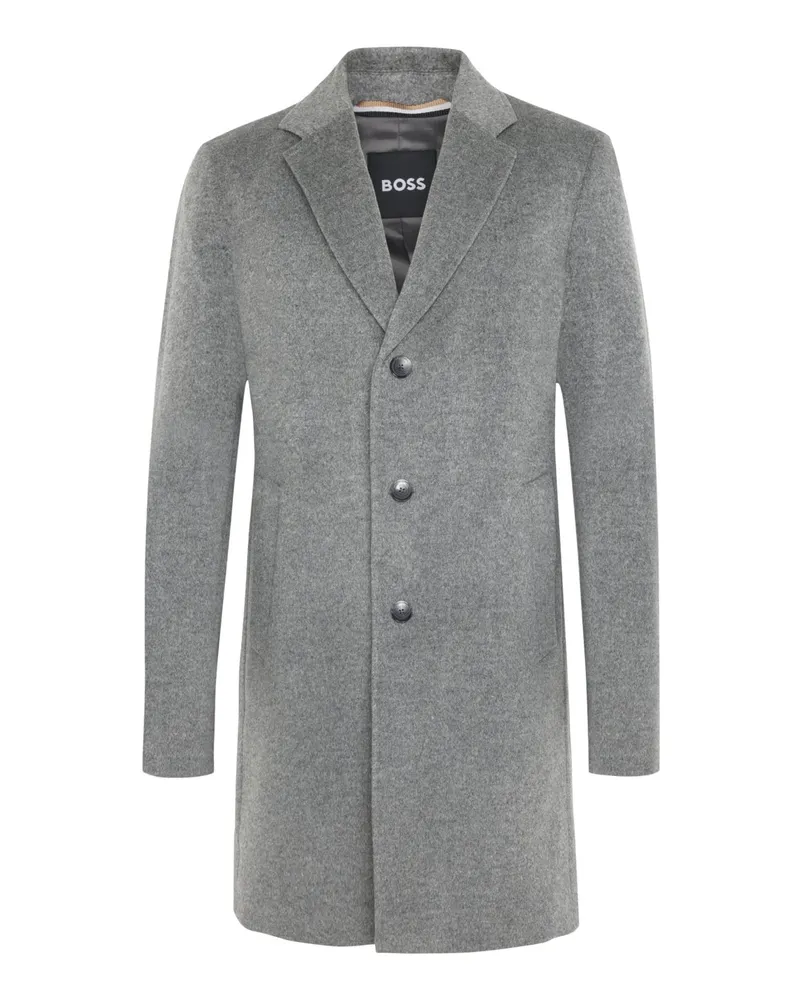 HUGO BOSS Softer Kurzmantel aus einem Wollmix mit Reverskragen in Grau