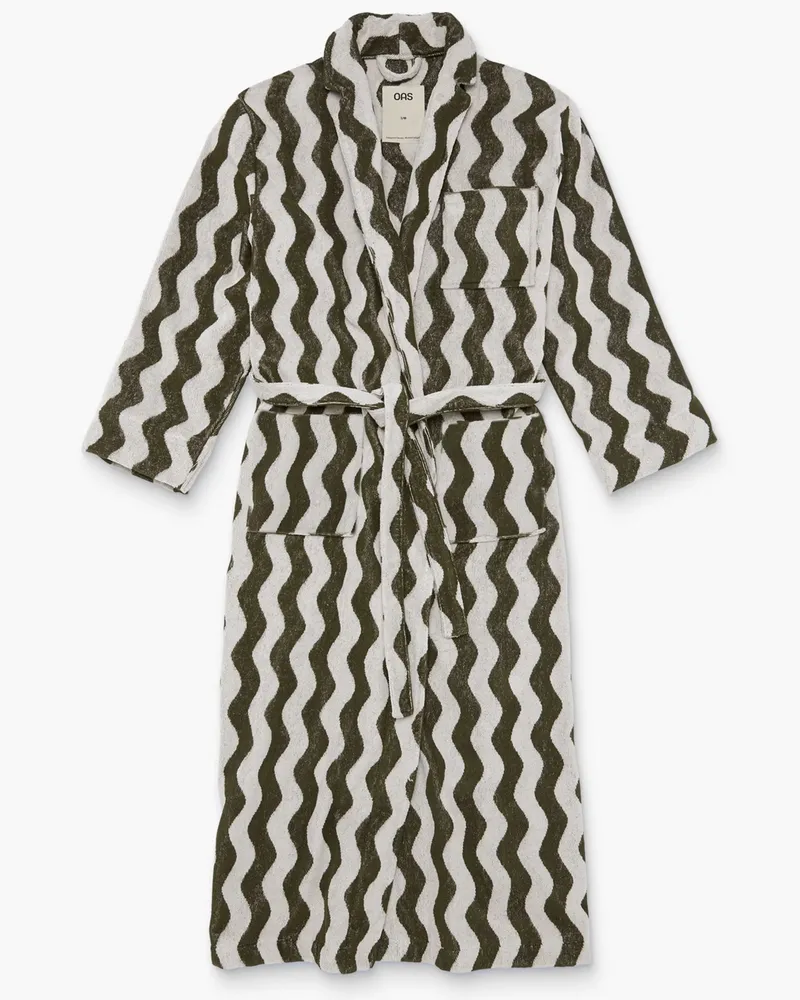 OAS Gemusterter Bademantel in Frottee-Qualität in Oliv
