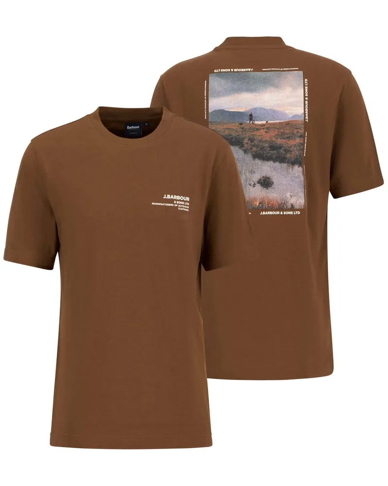 Barbour T-Shirt mit beidseitigem Print, Relaxed Fit in Braun