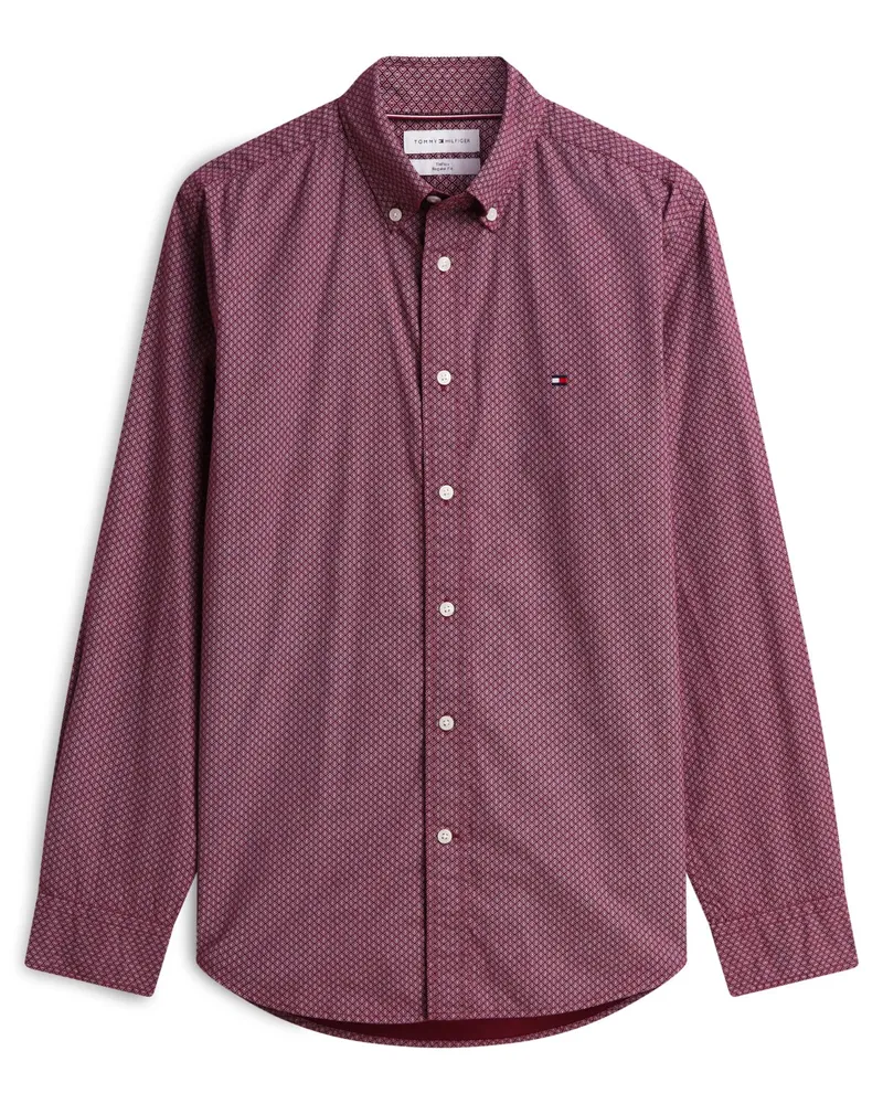 Tommy Hilfiger THFlex-Hemd in Popeline-Qualität mit Button Down-Kragen, Regular Fit in Bordeaux