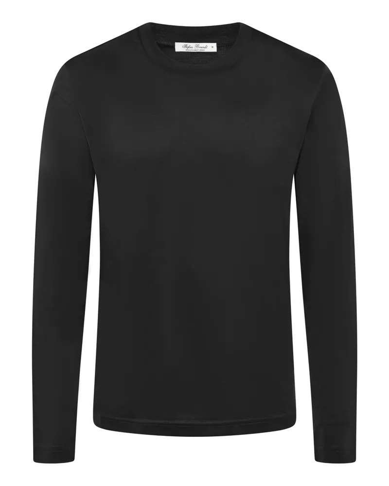 Stefan Brandt Edles Longsleeve Eli La Super 60 aus Sea Island Baumwolle in Schwarz