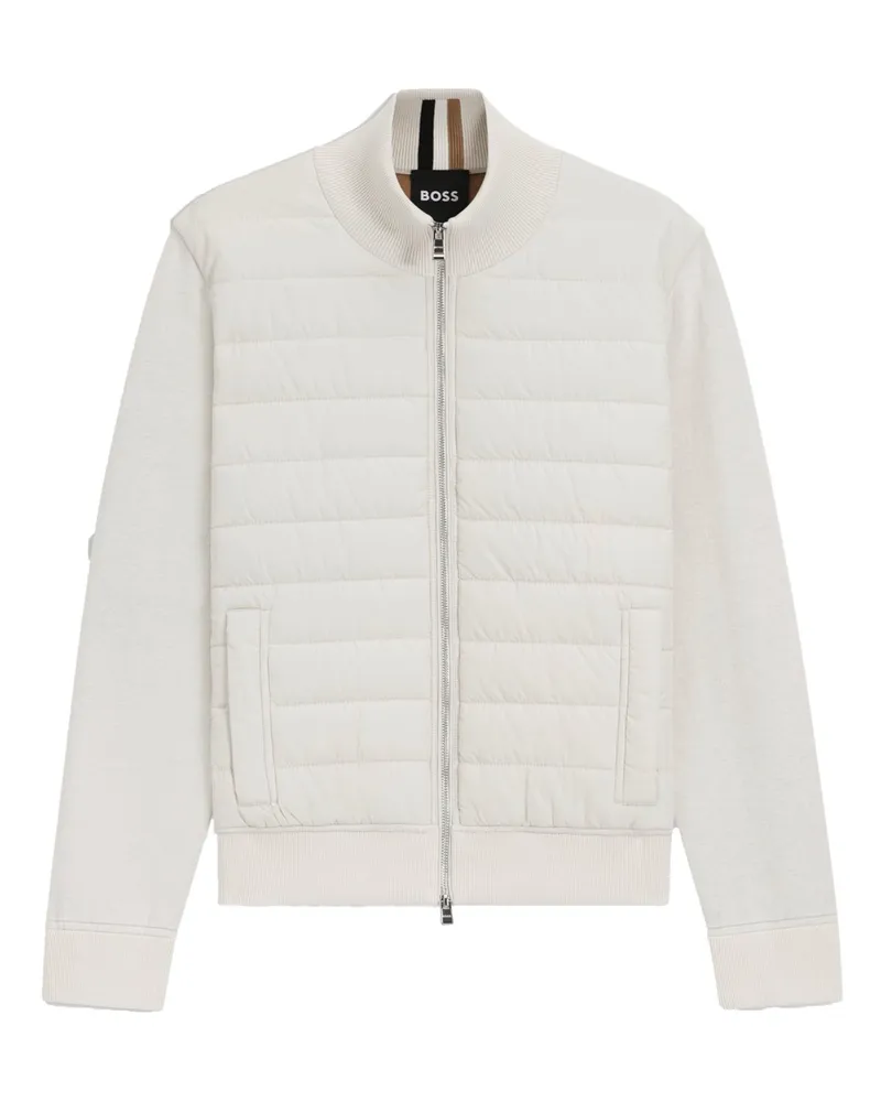 HUGO BOSS Hybrider Strickblouson mit gesteppter Front und synthetischer Füllung in Offwhite