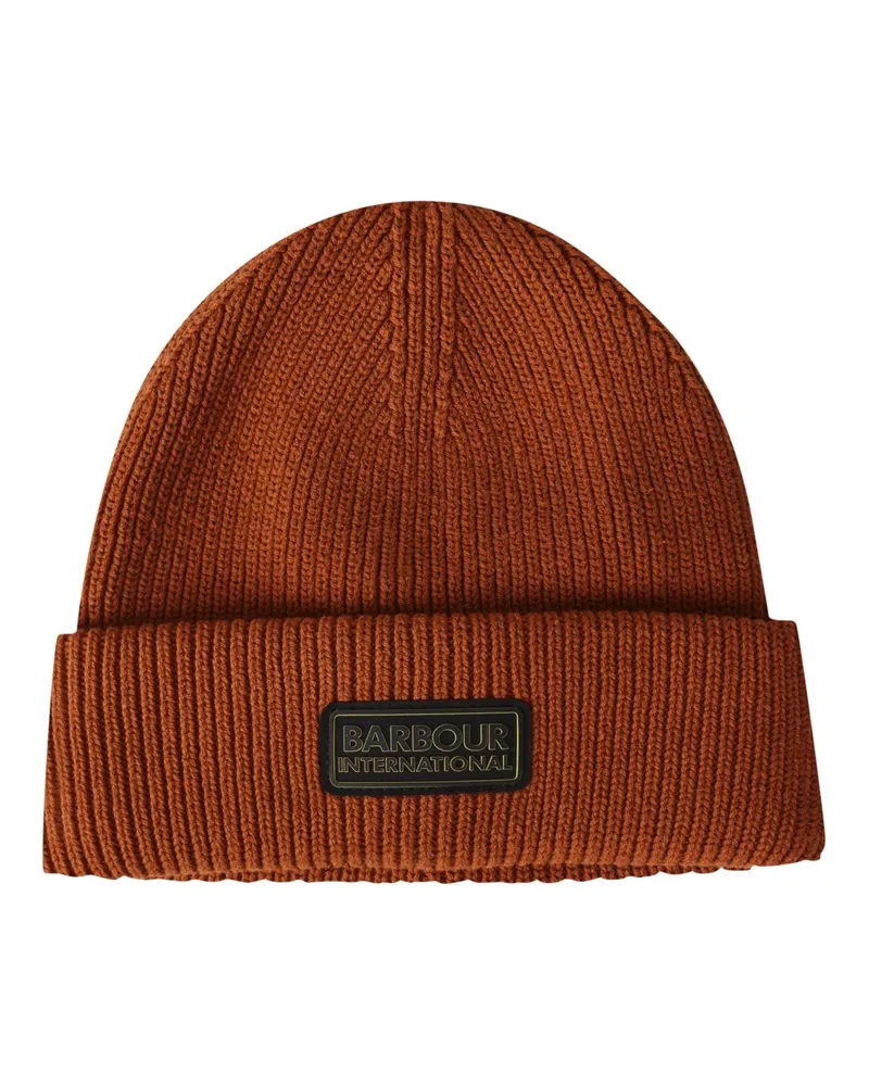 Barbour Strickmütze aus einem Baumwollgemisch mit Label-Aufnäher in Ohne