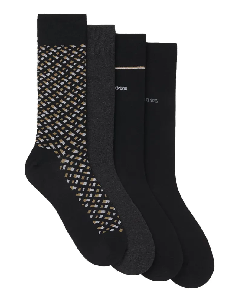 HUGO BOSS 4er-Pack Socken aus einem Baumwollgemisch, X-Mas in Schwarz