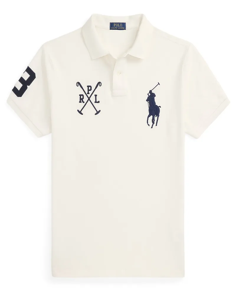 Ralph Lauren Poloshirt mit Big-Pony-Aufnäher, Custom Slim Fit in Weiß