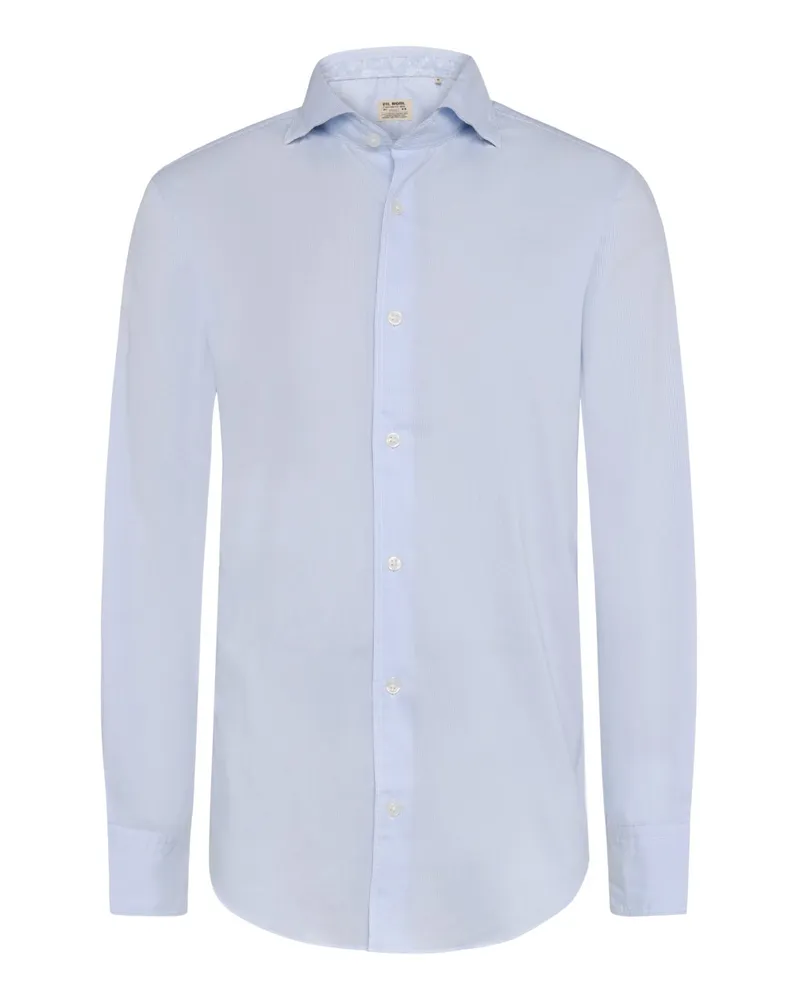 FIL NOIR Leichtes Baumwollhemd mit Haifischkragen in Hellblau