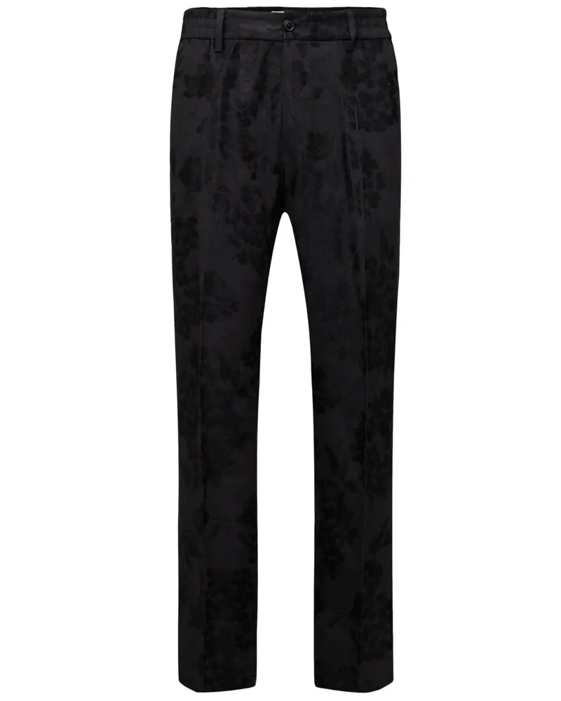 Drykorn Chino Garona mit floralem Glanzmuster, Relaxed FIt in Schwarz