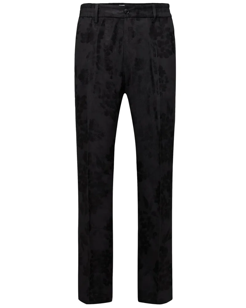 Drykorn Chino Garona mit floralem Glanzmuster, Relaxed FIt in Schwarz