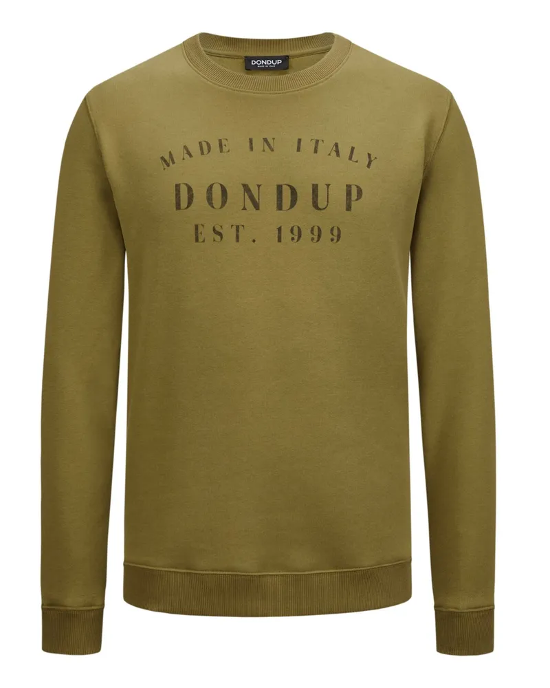 Dondup Sweatshirt mit gedrucktem Label-Schriftzug Oliv