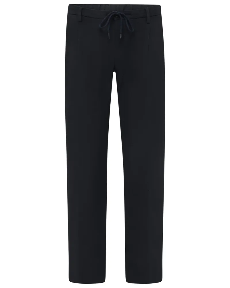 Alberto Bundfaltenhose Barista in Flanell-Qualität mit Kordelzug, Tapered Fit in Marine