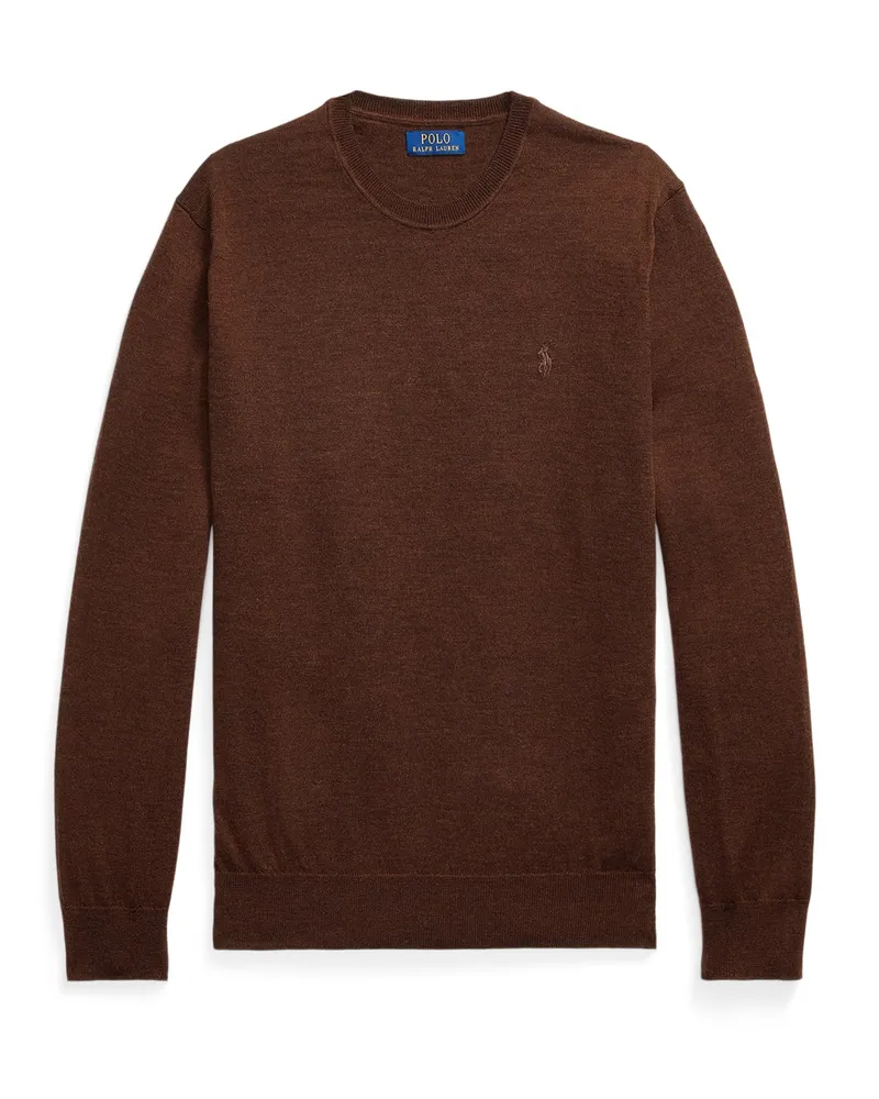 Ralph Lauren Leichter Pullover aus Merinowolle, Slim Fit in Braun