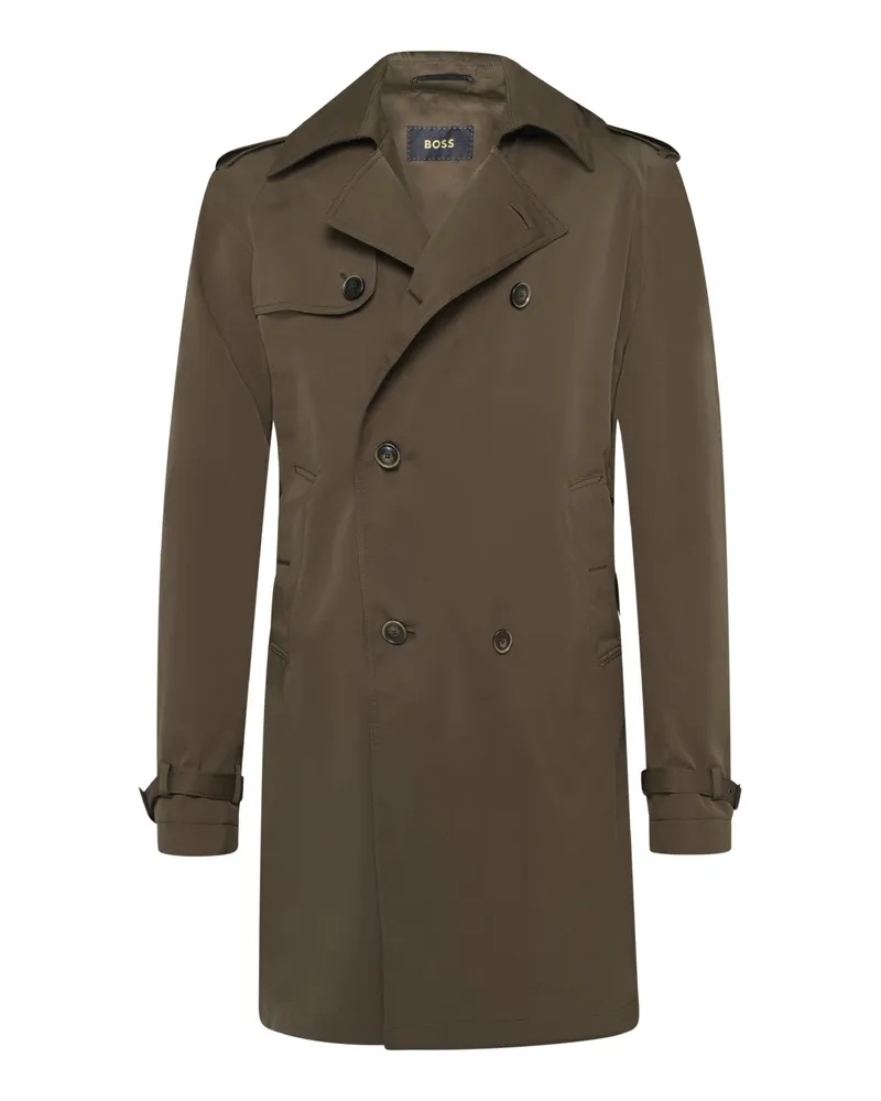 HUGO BOSS Trenchcoat aus einem Baumwolle-Seidenmix in Dunkelbraun