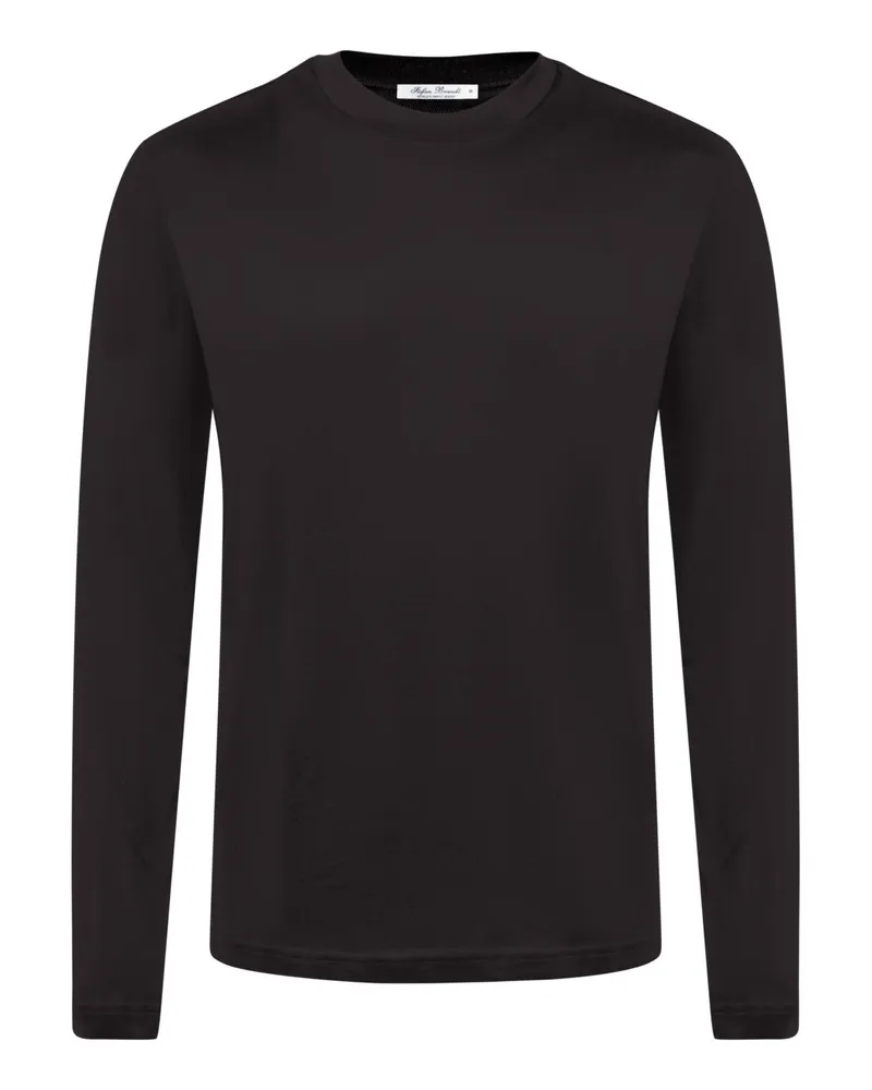 Stefan Brandt Edles Longsleeve Eli La Super 60 aus Sea Island Baumwolle in Dunkelbraun