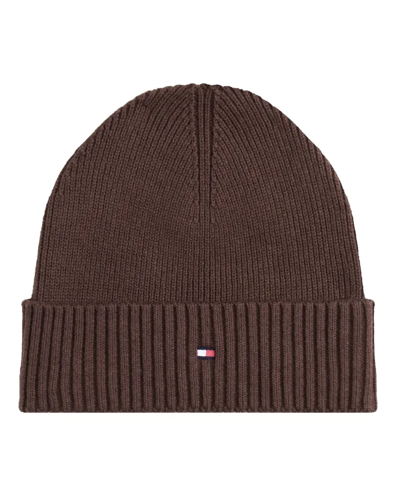 Tommy Hilfiger Strickmütze aus Pima-Baumwolle mit Kaschmiranteil in Braun