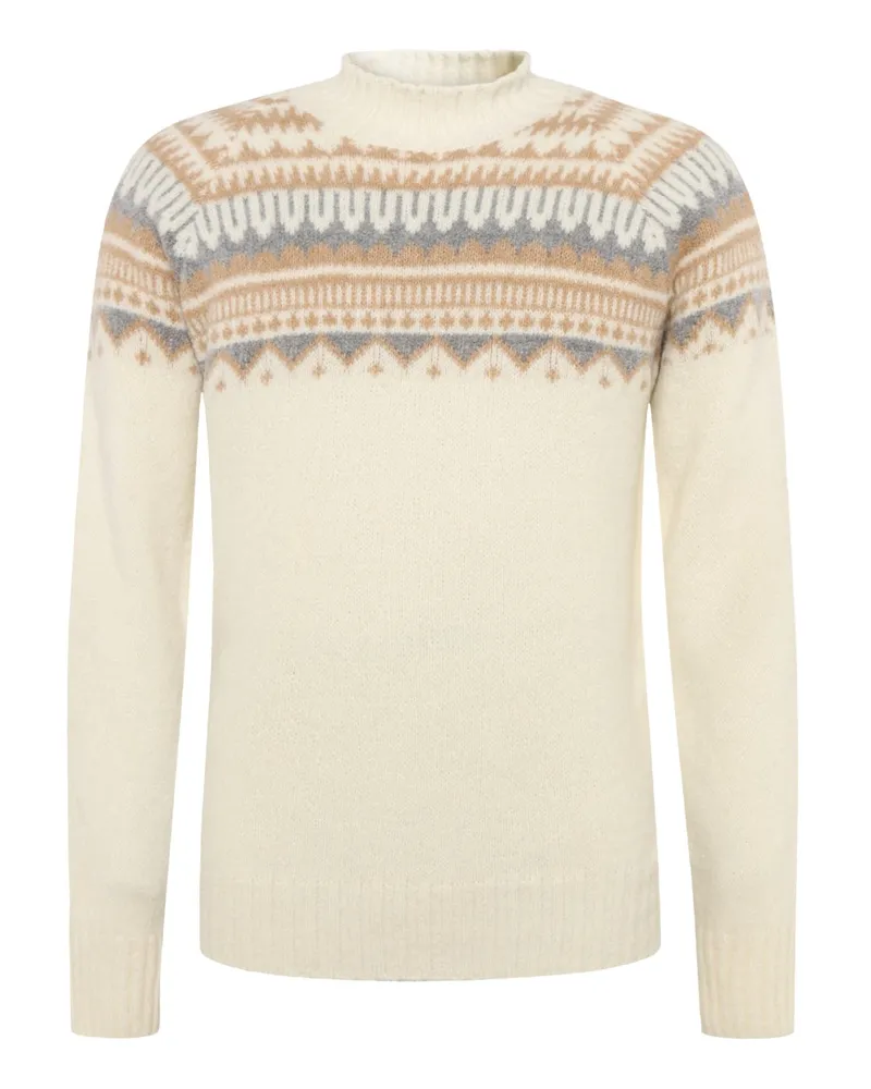 Gran Sasso Softer Pullover mit Norwegermuster und Turtleneck in Offwhite