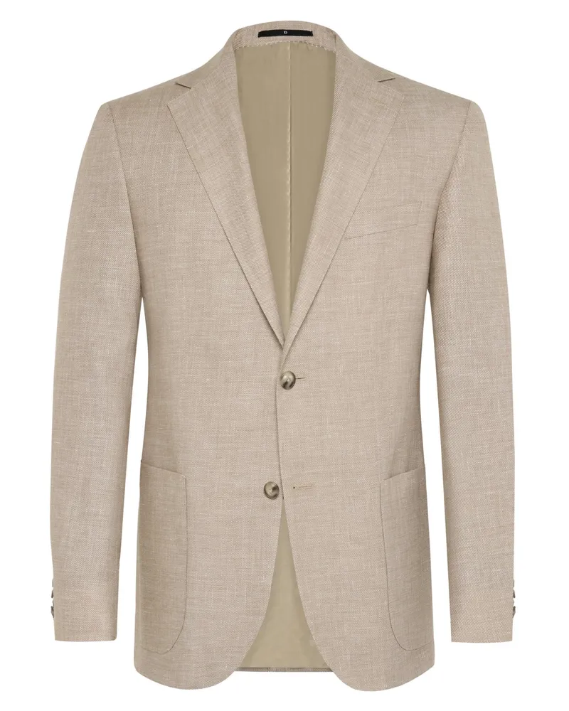 Dressler Einreiher-Sakko aus einem Leinen-Schurwolle-Mix in Beige