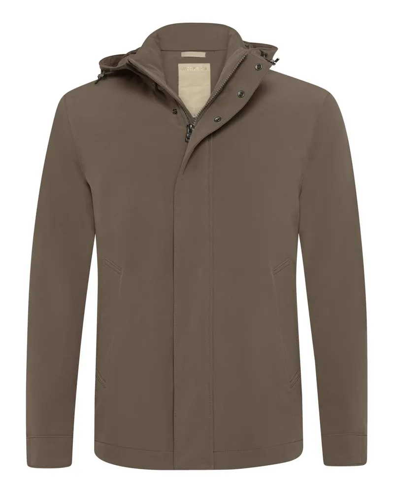 Woolrich Softshell-Daunenjacke mit Kapuze in Braun