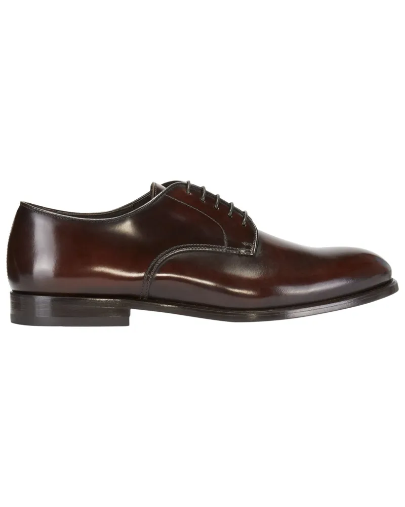 Doucal´s Derby-Schuhe aus Glattleder in Dunkelbraun