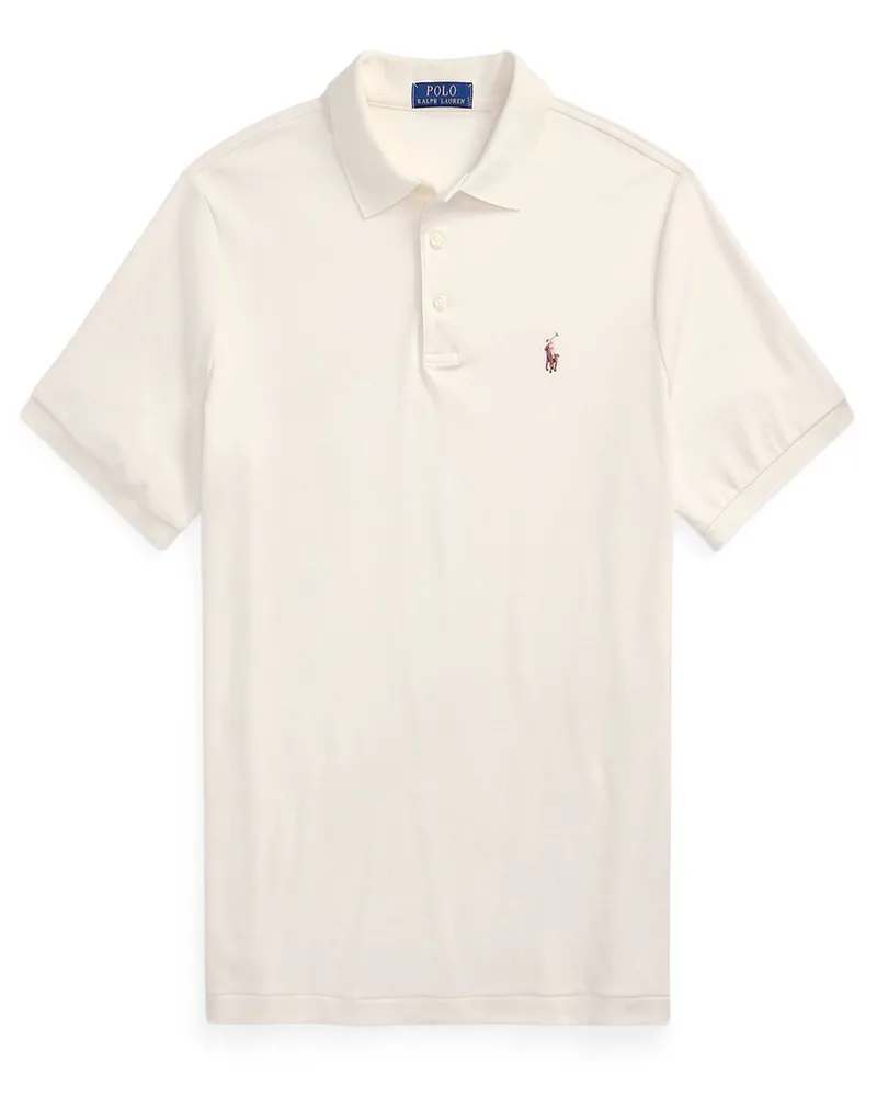 Ralph Lauren Softes Jersey-Poloshirt, Custom Slim Fit in Offwhite