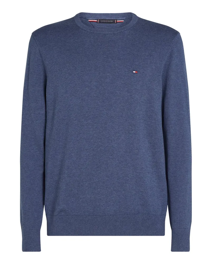 Tommy Hilfiger Leichter Pullover aus Baumwolle mit Flag-Aufnäher in Denim