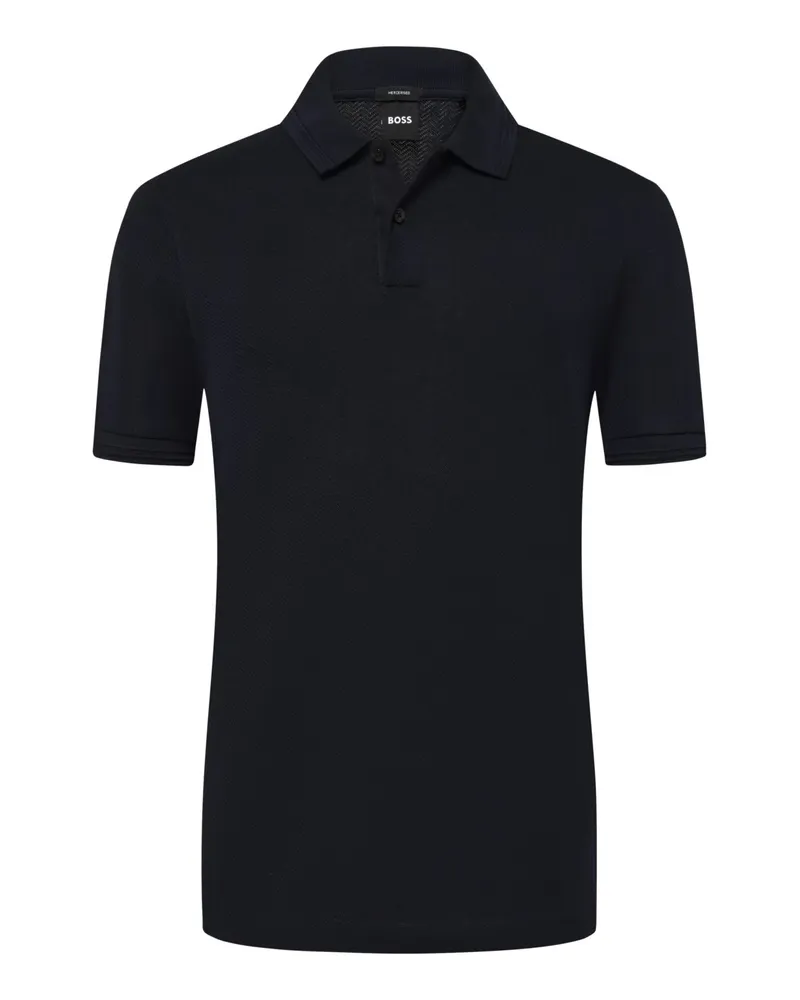 HUGO BOSS Poloshirt aus merzerisierter Baumwolle mit Fischgrätstruktur in Marine